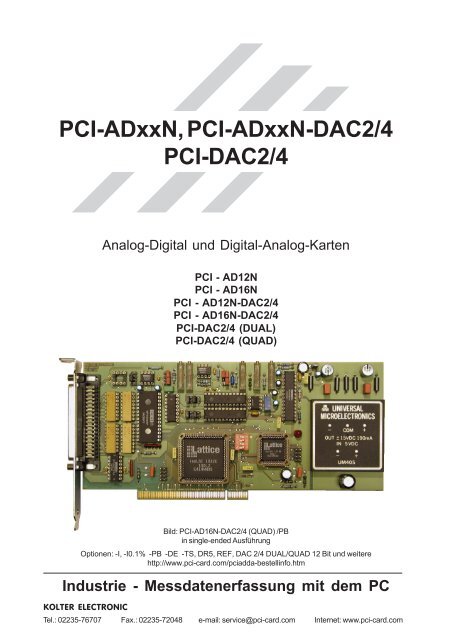 PCI-AD12N Karte - Kolter Electronic