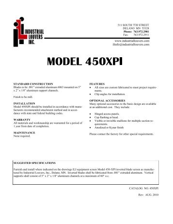 Model 450XPI Submittal