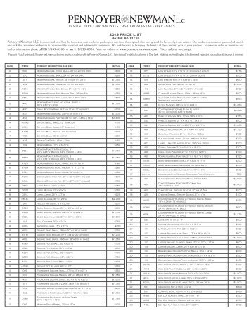 price list / order form (pdf) - Pennoyer Newman