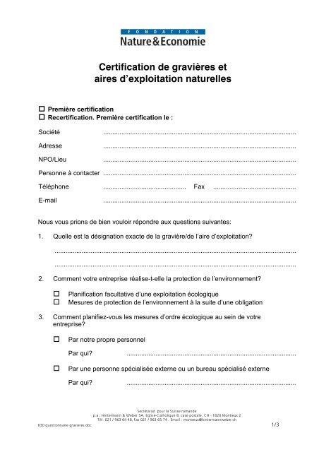 Formulaire De Demande Pour Les Graviãres Nature Economie - 