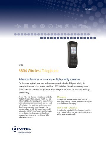 Mitel 5604 Wireless Phone Data Sheet
