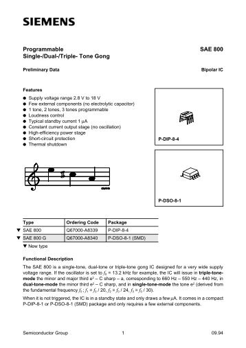 Programmable Single-/Dual-/Triple- Tone Gong SAE 800