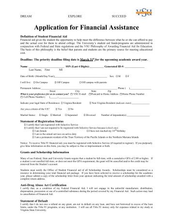 Application for Financial Assistance - Virginia State University