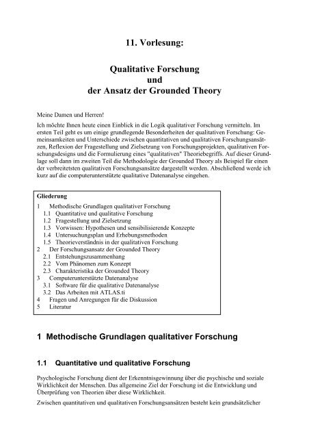 1 Methodische Grundlagen qualitativer Forschung - ZTG