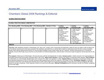 Chambers Global 2008 Rankings & Editorial - White & Case