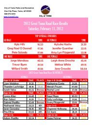 Great Yuma Road Race Results 2012 - City of Yuma, Arizona