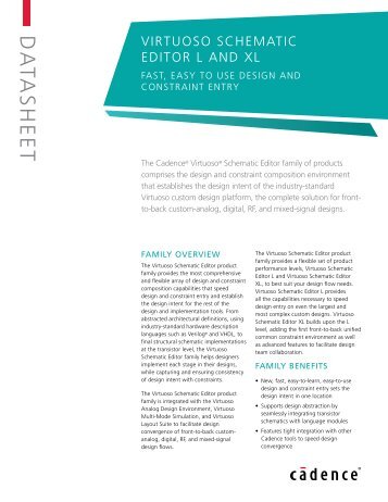 ViRTuoSo SCHEmATiC EDiToR L AnD XL - Cadence Design Systems