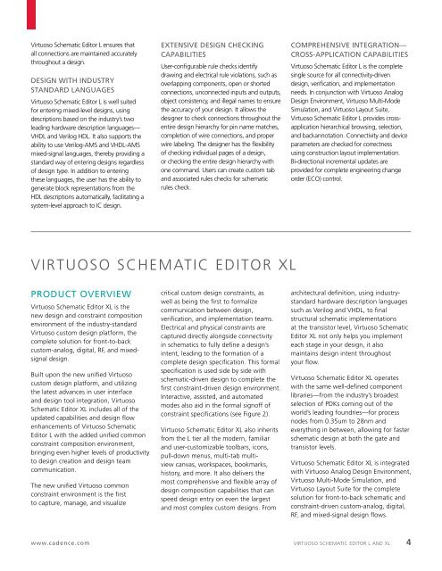 ViRTuoSo SCHEmATiC EDiToR L AnD XL - Cadence Design Systems