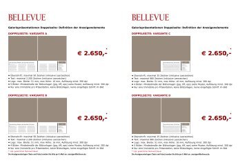 BELLEVUE: Galeriepräsentationen Doppelseite, Layouts und Preise