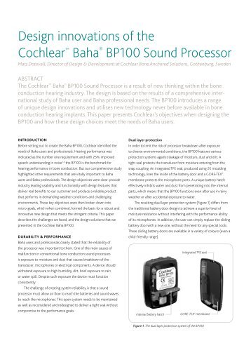 Design innovations of the Cochlear™ Baha® BP100 Sound Processor