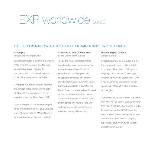 EXP Brochure - Meyer Sound Laboratories Inc.