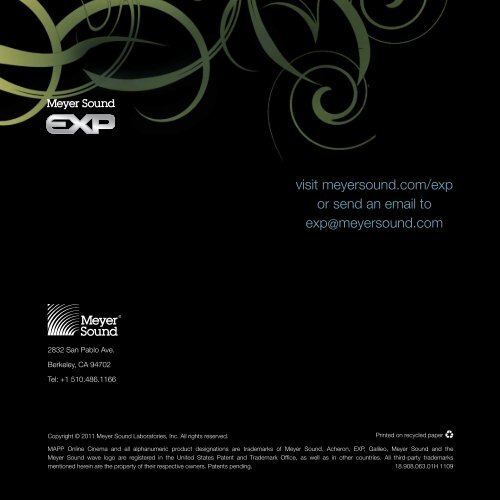 EXP Brochure - Meyer Sound Laboratories Inc.