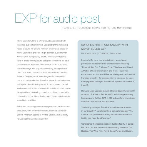 EXP Brochure - Meyer Sound Laboratories Inc.