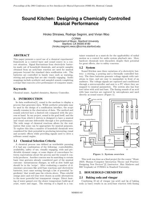 Sound Kitchen: Designing a Chemically Controlled Musical - CiteSeer