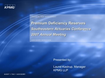 Premium Deficiency Reserves - Southeastern Actuaries Conference
