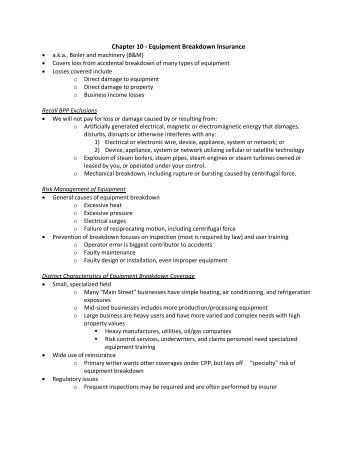 Chapter 10 - Equipment Breakdown Insurance