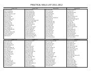 PRACTICAL SKILLS LIST 2011-2012