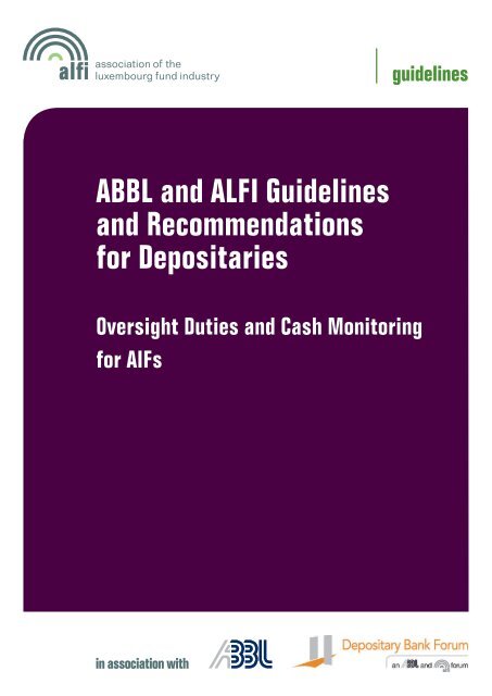 ABBL and ALFI Guidelines and Recommendations for Depositaries