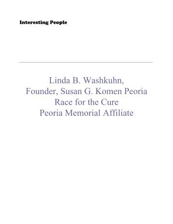 Linda B. Washkuhn, Founder, Susan G. Komen Peoria ... - Wtvp.com