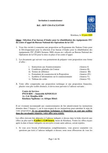 Page 1 de 36 Invitation Ã  soumissionner RÃ©f ... - mediacongo.net