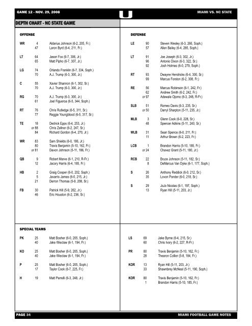 12 -NC State game notes-ROB.qxp - University of Miami Athletics