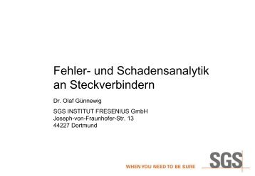 Fehler- und Schadensanalytik an Steckverbindern - Westfalenhallen