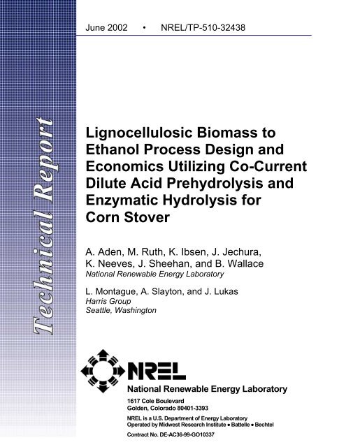 Lignocellulosic Biomass to Ethanol Process Design and Economics 