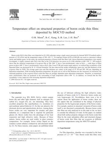 Temperature effect on structural properties of boron oxide thin films ...