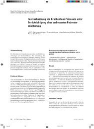 Restrukturierung von Krankenhaus-Prozessen unter ...