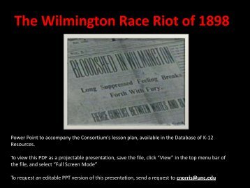 The Wilmington Race Riot - ppt - Database of K-12 Resources