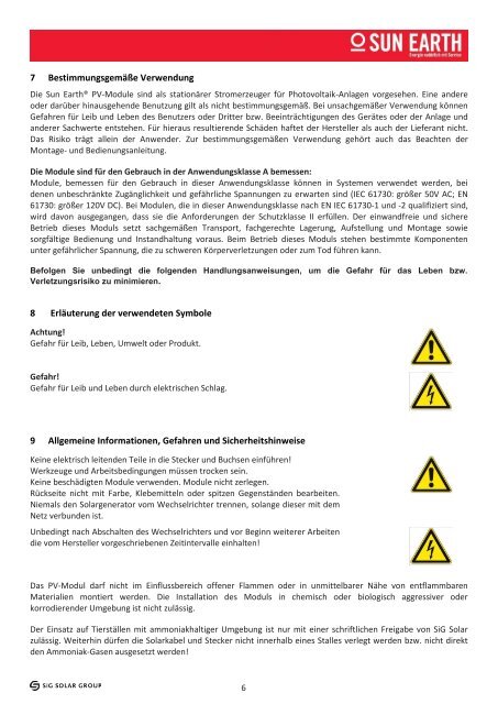 Modul-Montageanleitung Sun Earth by SiG Solar (1,08 MBytes)