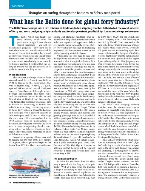 What has the Baltic done for global ferry industry? - Baltic Press