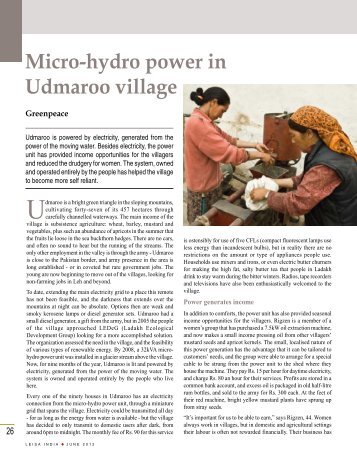 Micro-hydro power in Udmaroo village - Leisa India