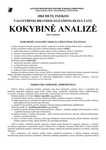 KOKYBINÄ ANALIZÄ - Nacionalinis egzaminÅ³ centras