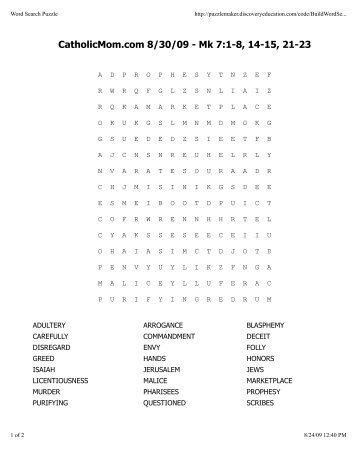 Word Search Puzzle - Catholic Mom