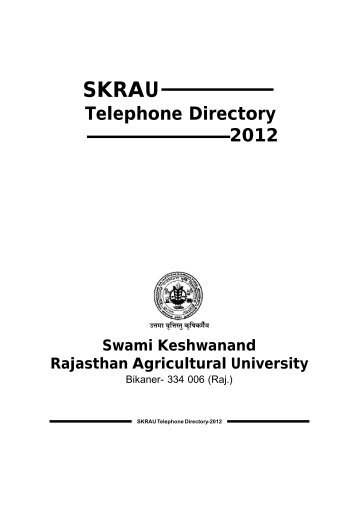 Telephone Directory - Swami Keshwanand Rajasthan Agricultural ...