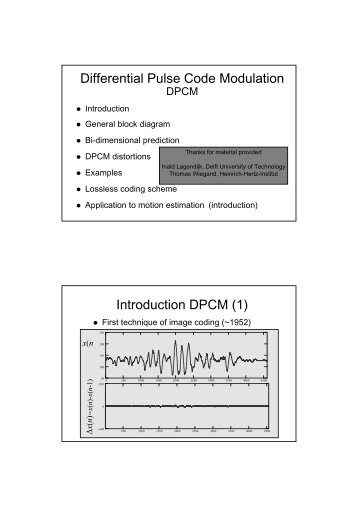 Differential Pulse Code Modulation Introduction DPCM (1)