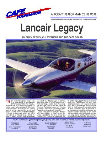 Lancair Legacy - CAFE Foundation