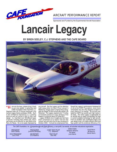 Lancair Legacy - CAFE Foundation