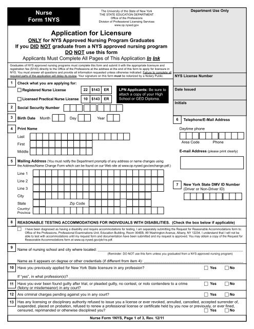 1NYS Application for Licensure