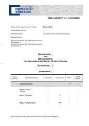 TRANSCRIPT OF RECORDS - ZiLS - Universität Würzburg