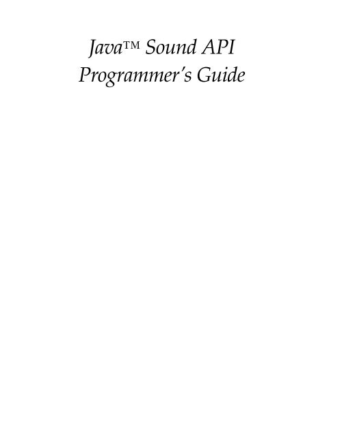 Java™ Sound API Programmer's Guide