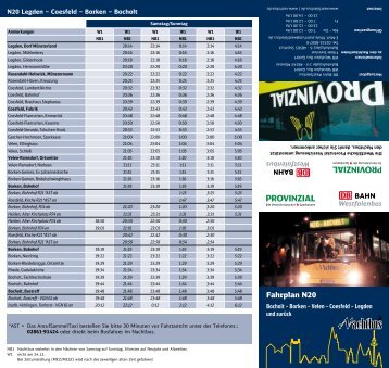 Fahrplan N20 - DB Bahn Westfalenbus