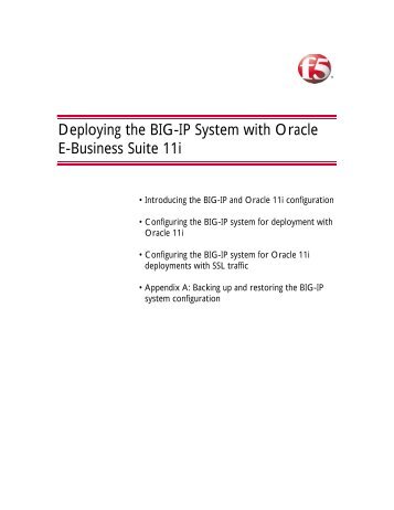 Oracle E-Business Suite 11i - F5 Networks