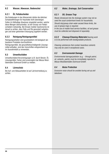 Technische Richtlinien Technical Guidelines - Westfalenhallen