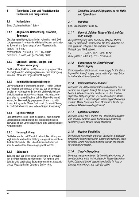 Technische Richtlinien Technical Guidelines - Westfalenhallen