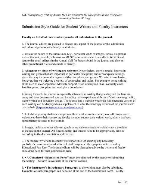 Submission Style Guide - Communication Across the Curriculum ...
