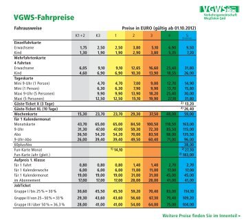 VGWS-Fahrpreise - DB Bahn Westfalenbus