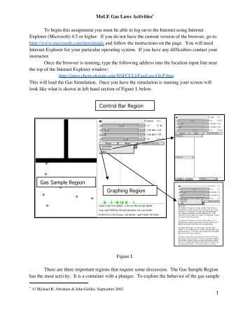 1 MoLE Gas Laws Activities* To begin this ... - John I. Gelder