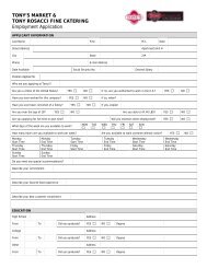 Employment application (2-pp.) - staff page, Tony's Market Home